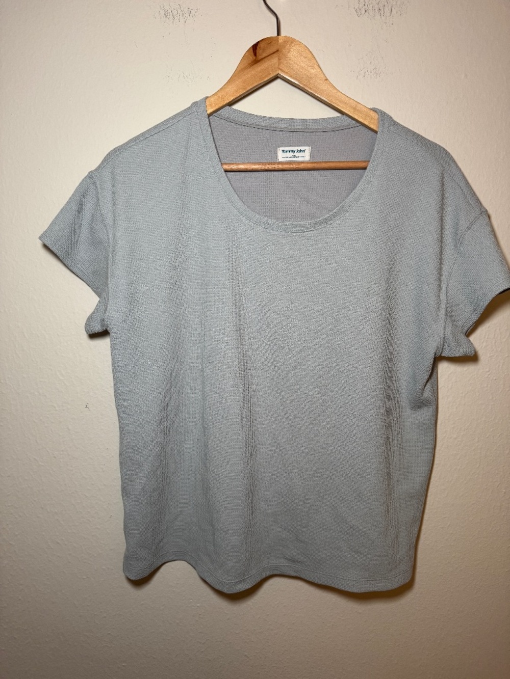 Tommy John Waffle Knit Lounge Top Women's Medium Blue Soft Stretch Tee